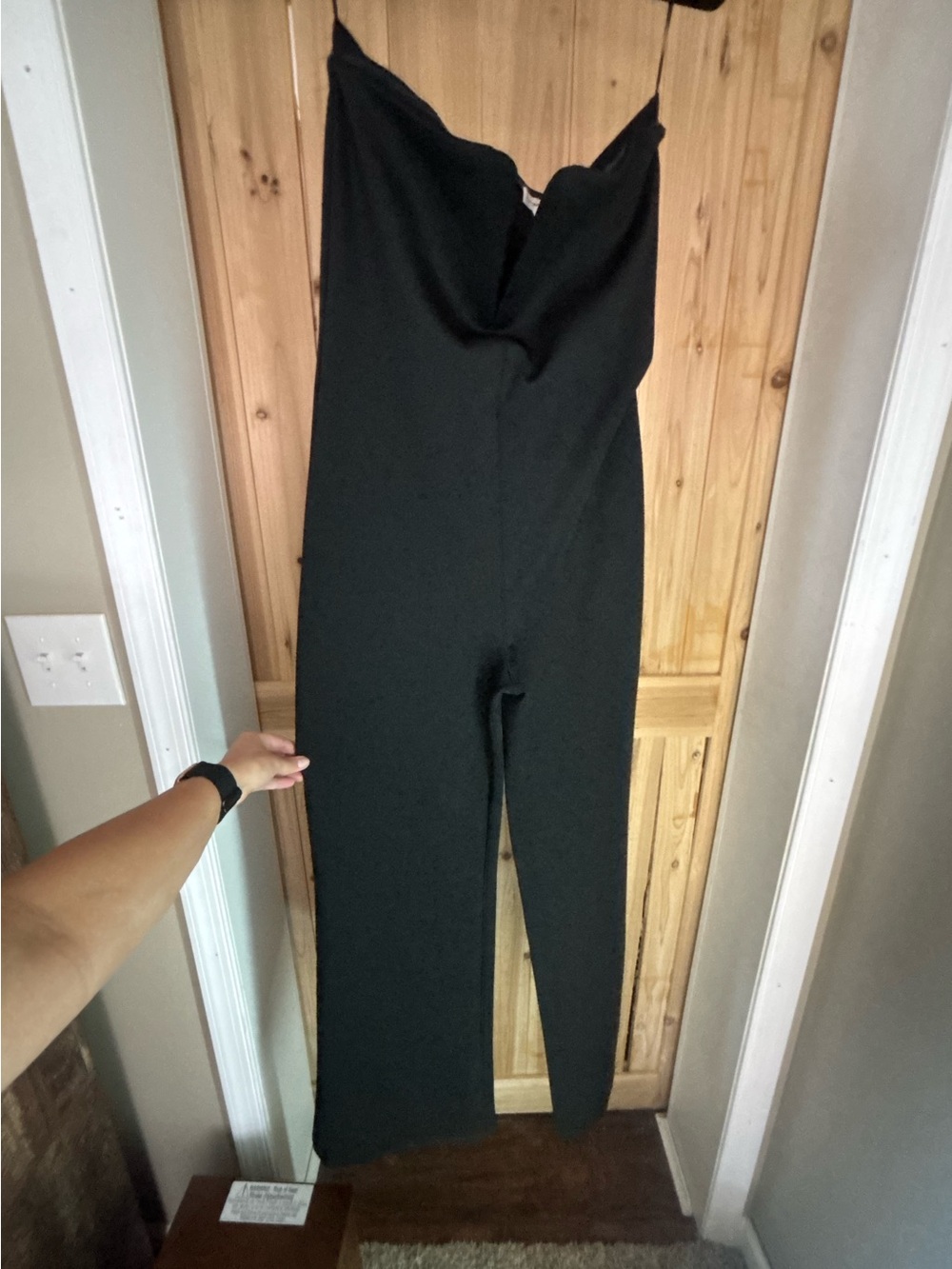 Good American Black Strapless Wide-Leg Jumpsuit